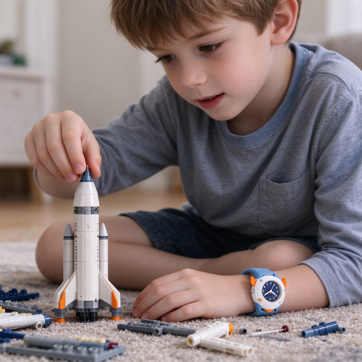 White Rocket Ship Kids Watch