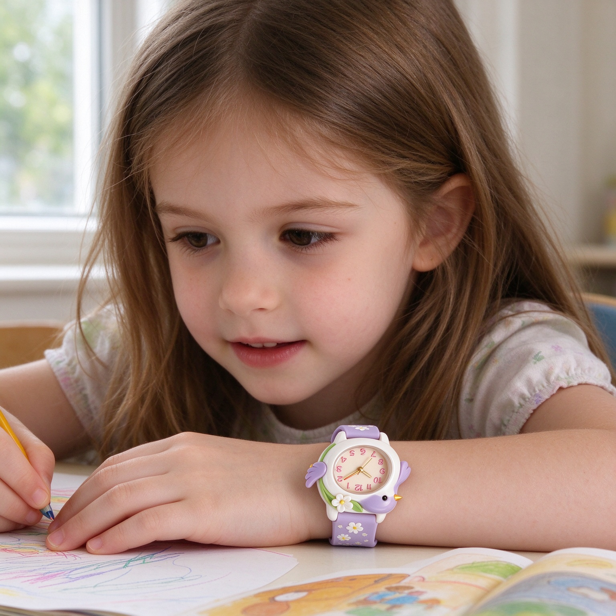 Purple Penguin Flower Kids Watch