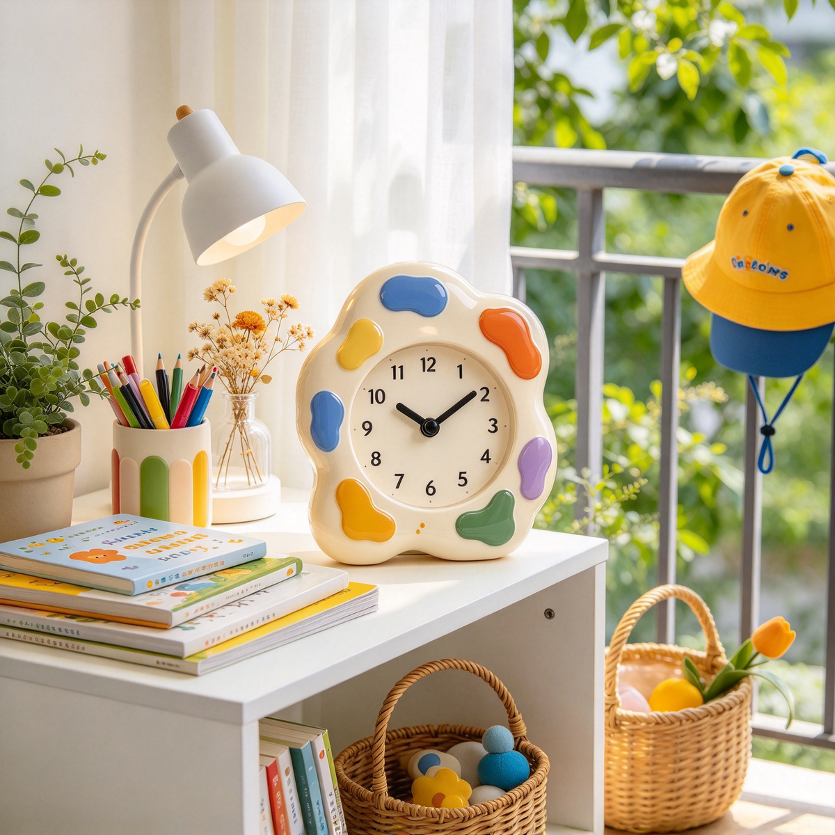 Color Splotch Wavy Table Clock