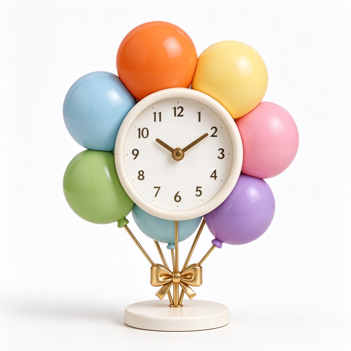 Rainbow Balloon Bouquet Table Clock
