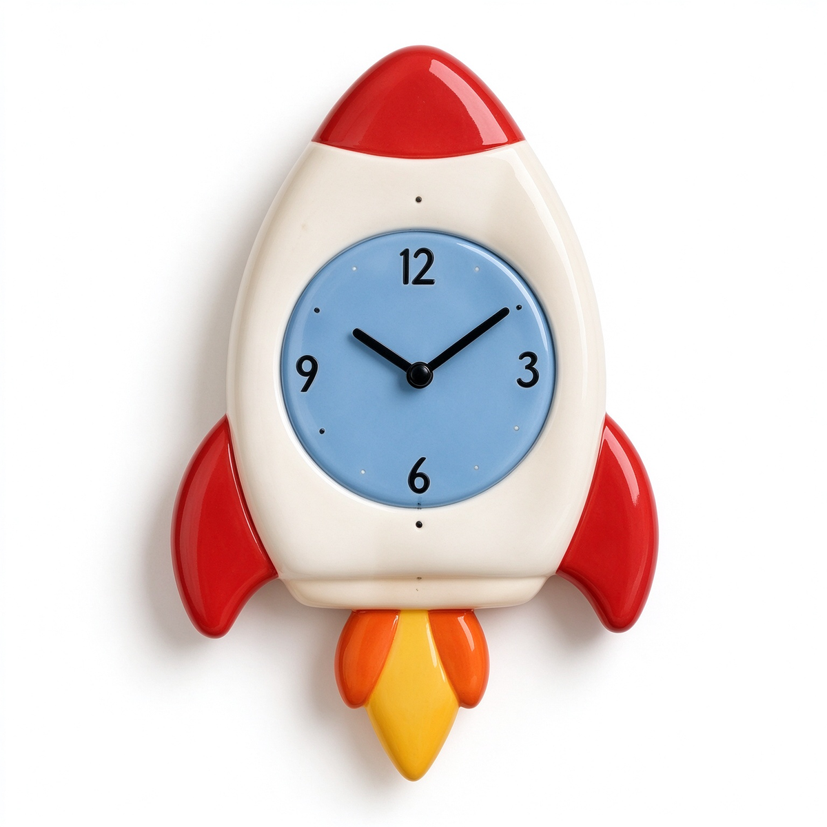 Red White Rocket Wall Clock