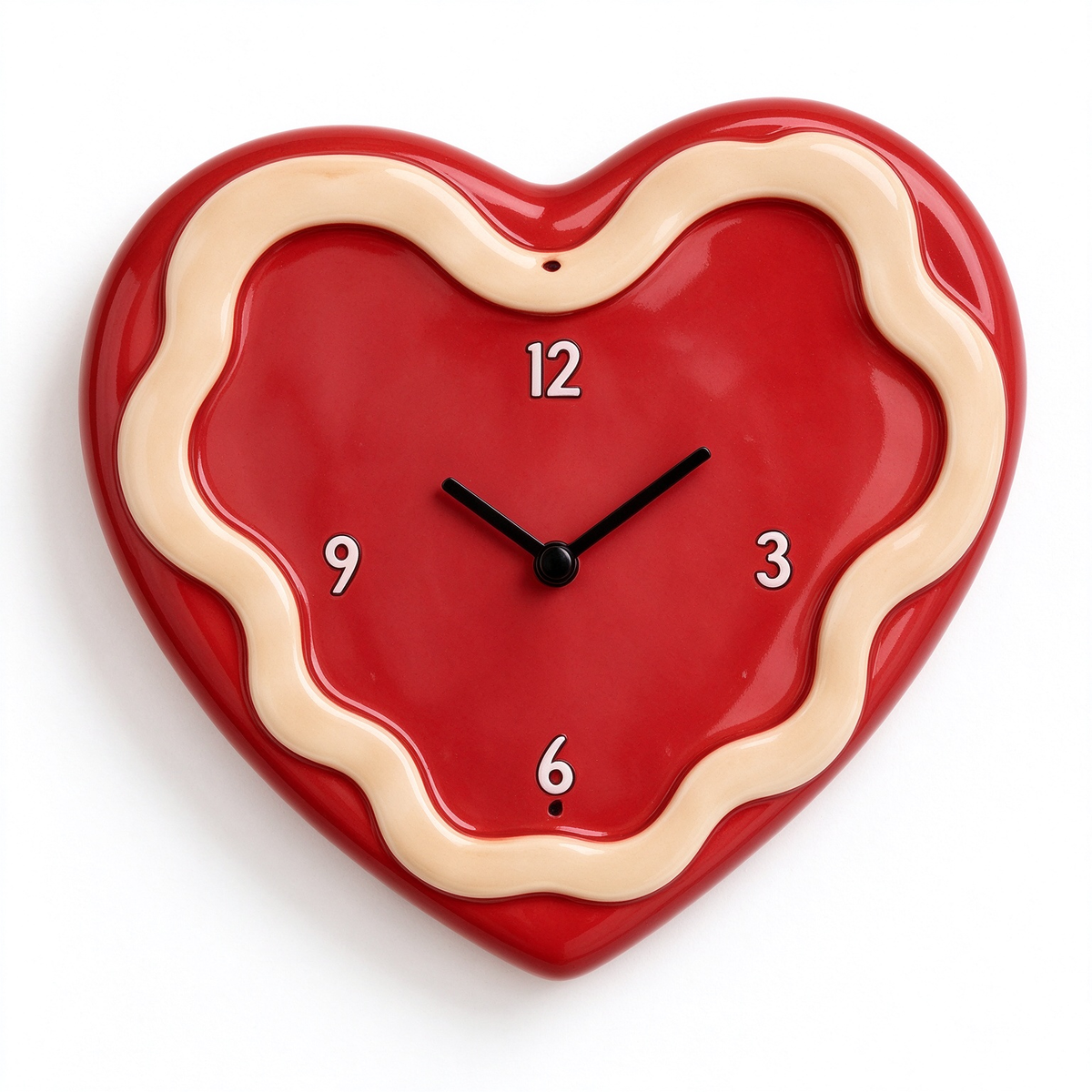 Wavy Red Heart Wall Clock
