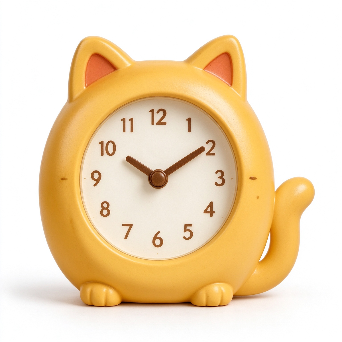 Round Orange Cat Table Clock