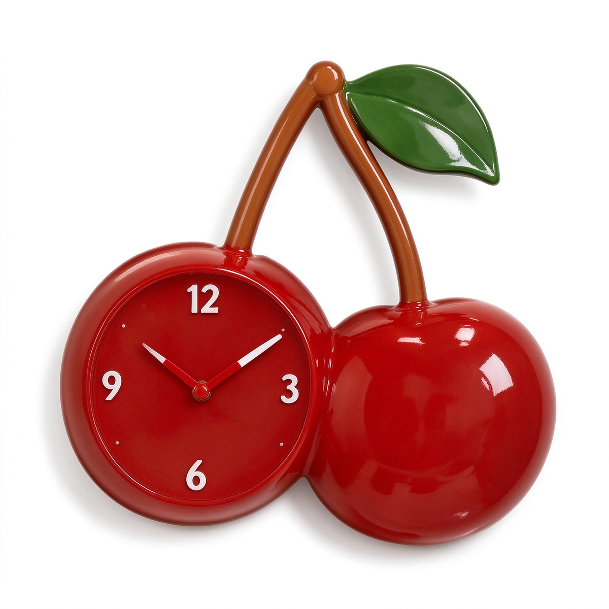 Glossy Red Cherry Wall Clock