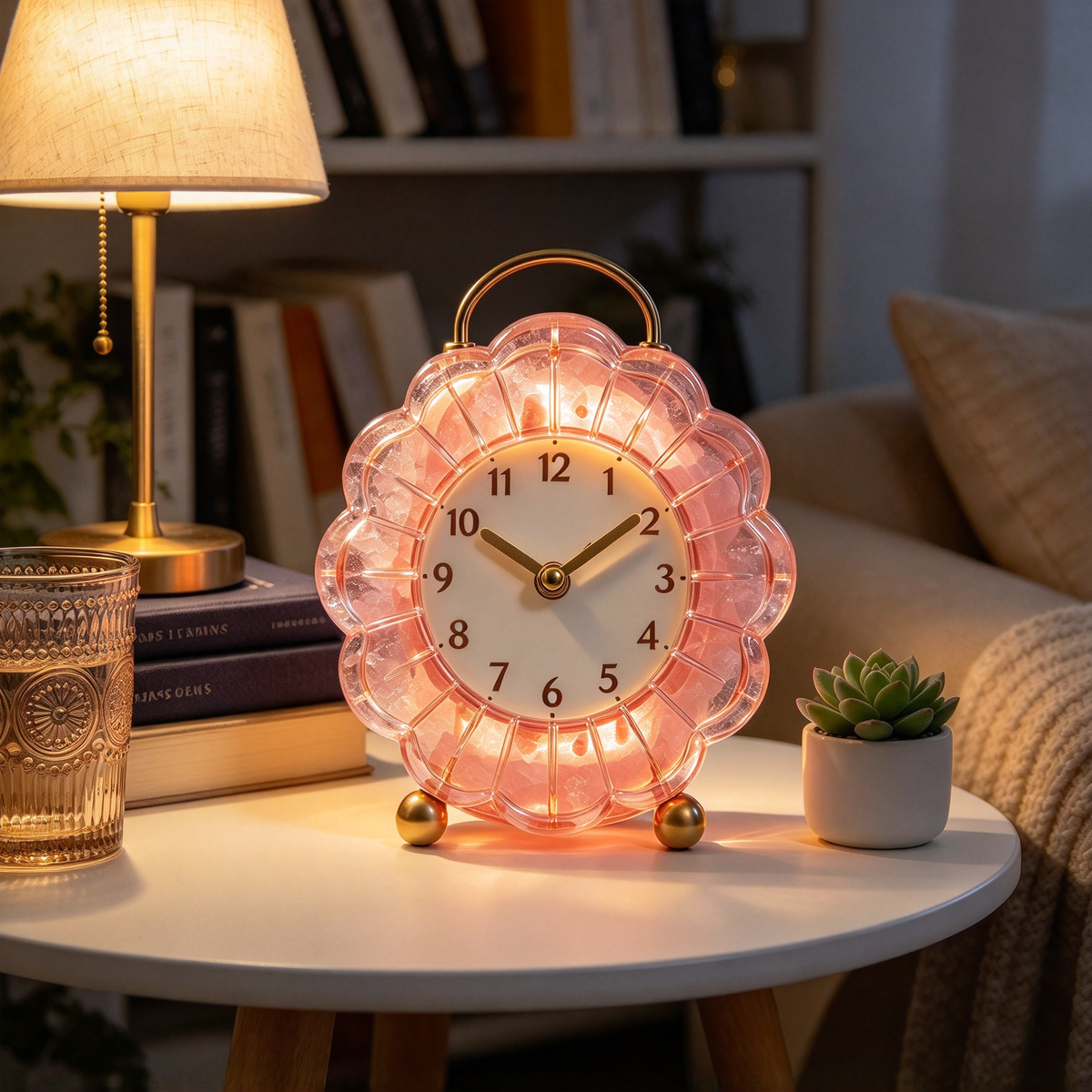Pink Transparent Flower Alarm Clock