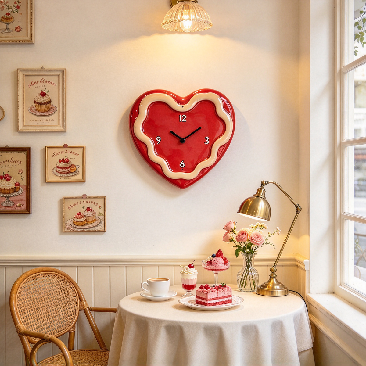 Wavy Red Heart Wall Clock