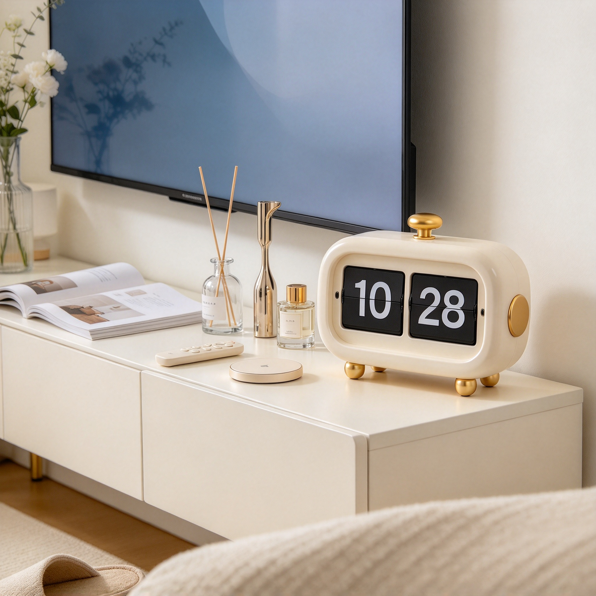 Cream Gold Flip Desk Clock