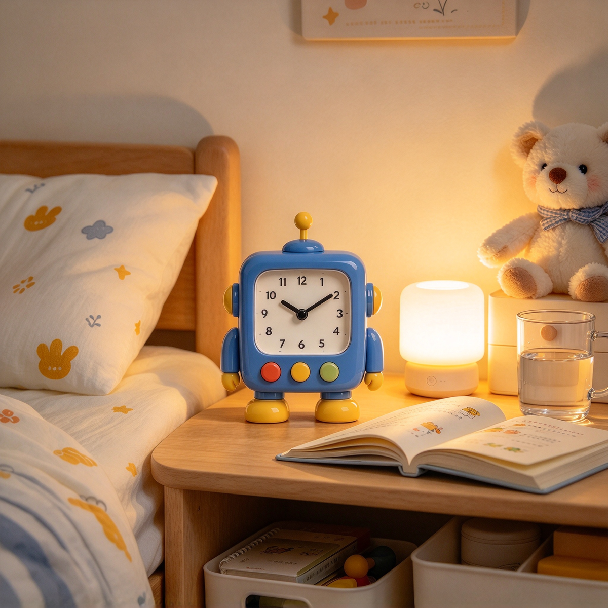 Blue Robot Character Desk Clock