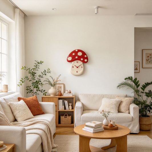 Red Spotted Mushroom Wall Clock