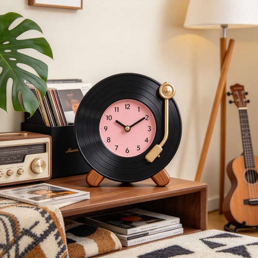 Vinyl Record Player Table Clock