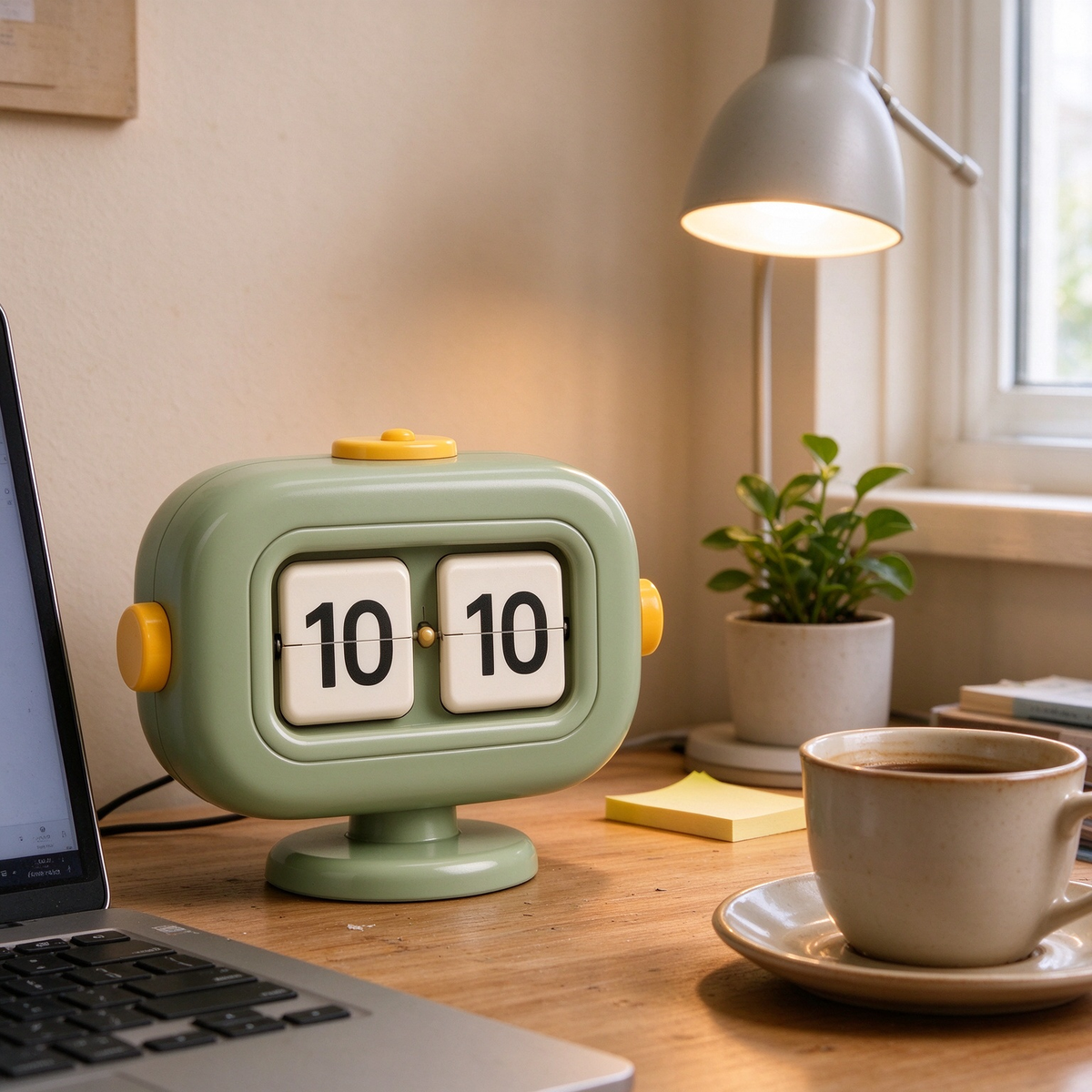 Sage Green Flip Desk Clock