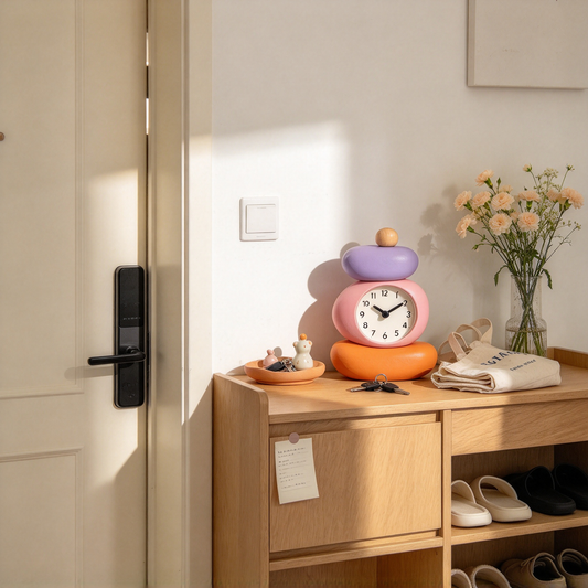 Stacked Pebble Stone Table Clock