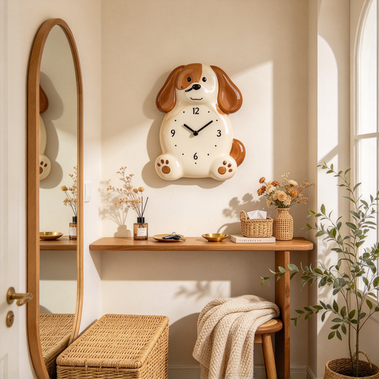 Cute Brown Puppy Wall Clock