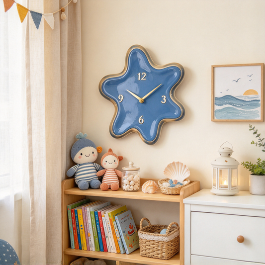 Blue Star Shaped Ceramic Wall Clock