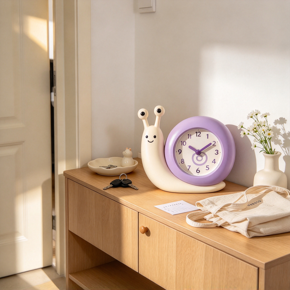 Purple Snail Shaped Desk Clock