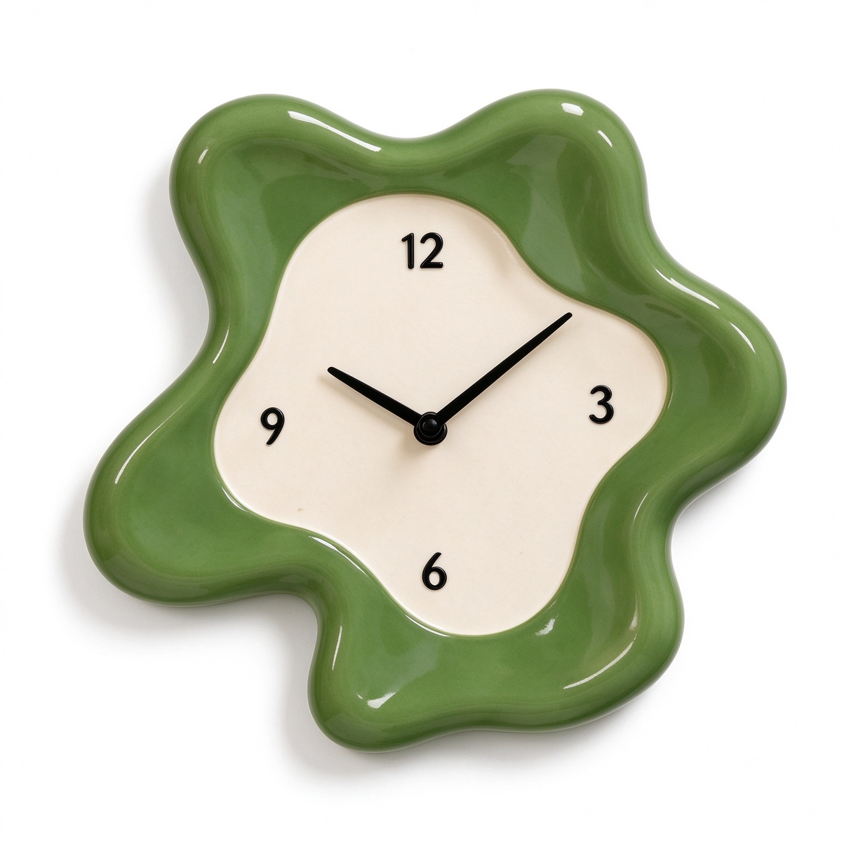 Green Irregular Flower Ceramic Wall Clock