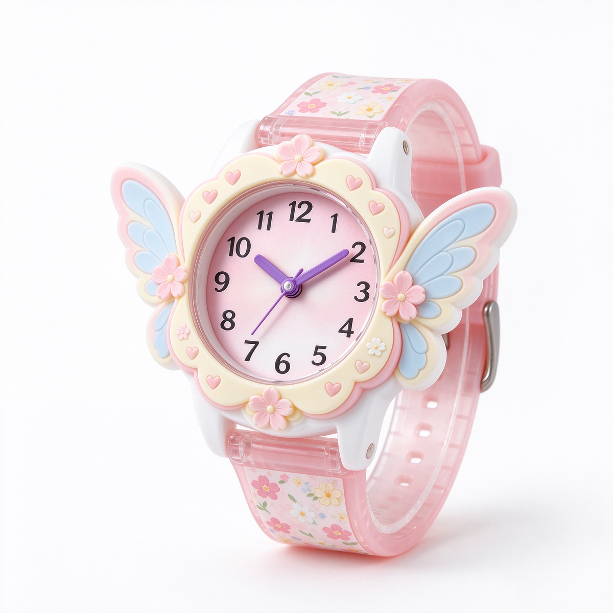 Pink Butterfly Flower Kids Watch