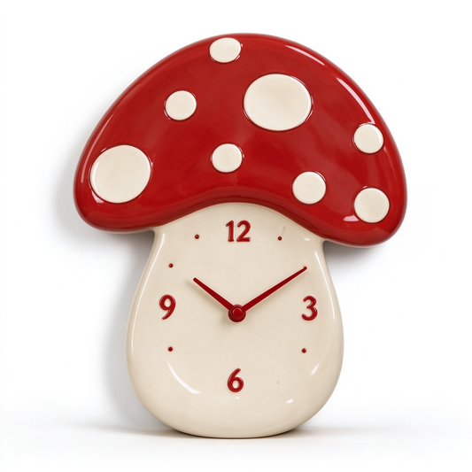 Red Spotted Mushroom Wall Clock