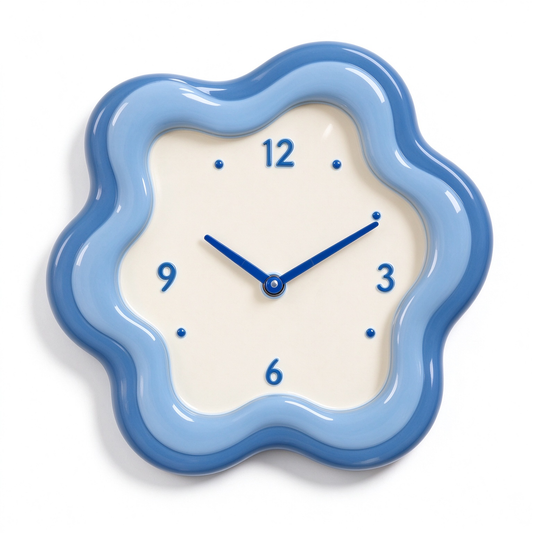 Gradient Blue Wavy Flower Wall Clock