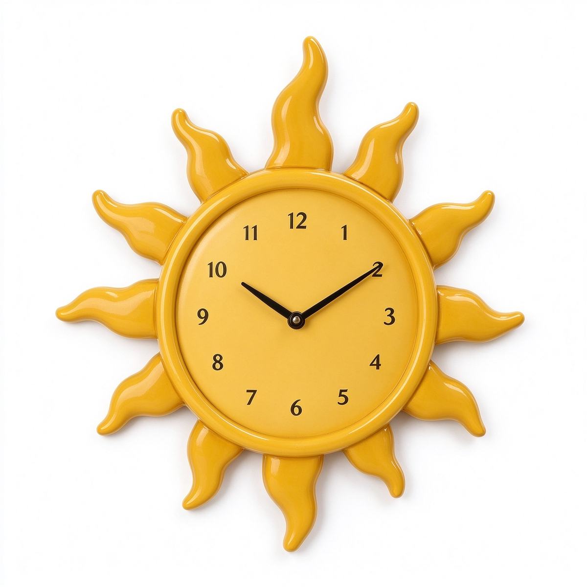 Bright Yellow Sun Shaped Wall Clock