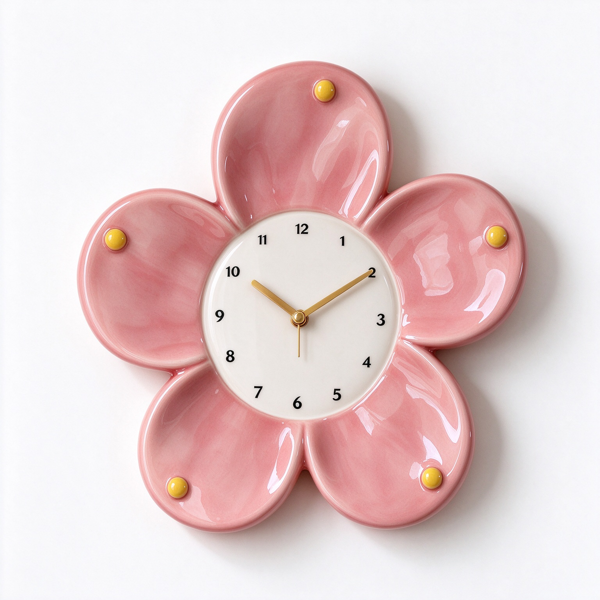 Pink Daisy Flower Ceramic Wall Clock
