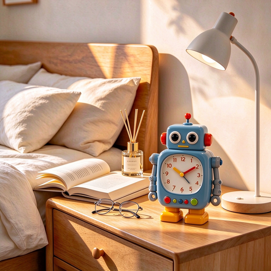 Cute Blue Robot Kids Alarm Clock